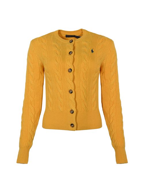 Cardigan a trecce in lana e cashmere Yellow POLO RALPH LAUREN | 211972104009